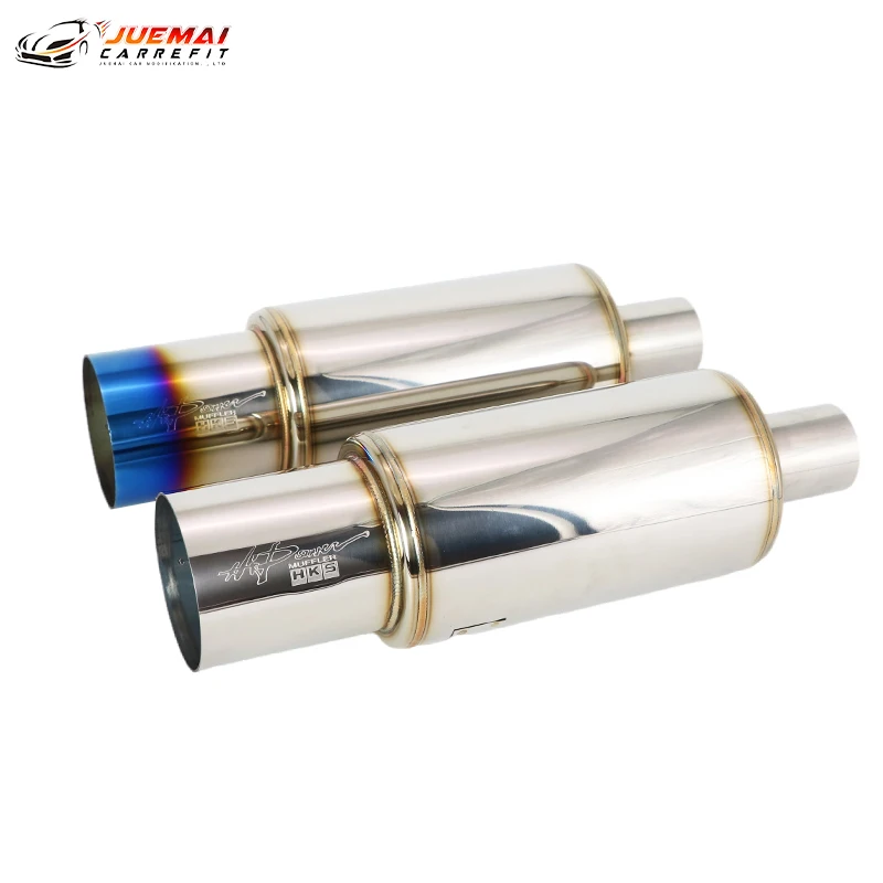 JUEMAI Car Exhaust System Muffler Tip Universal Stainless Steel Pipe Inlet 51MM 63MM Outlet 89mm Silencer Tail Pipe