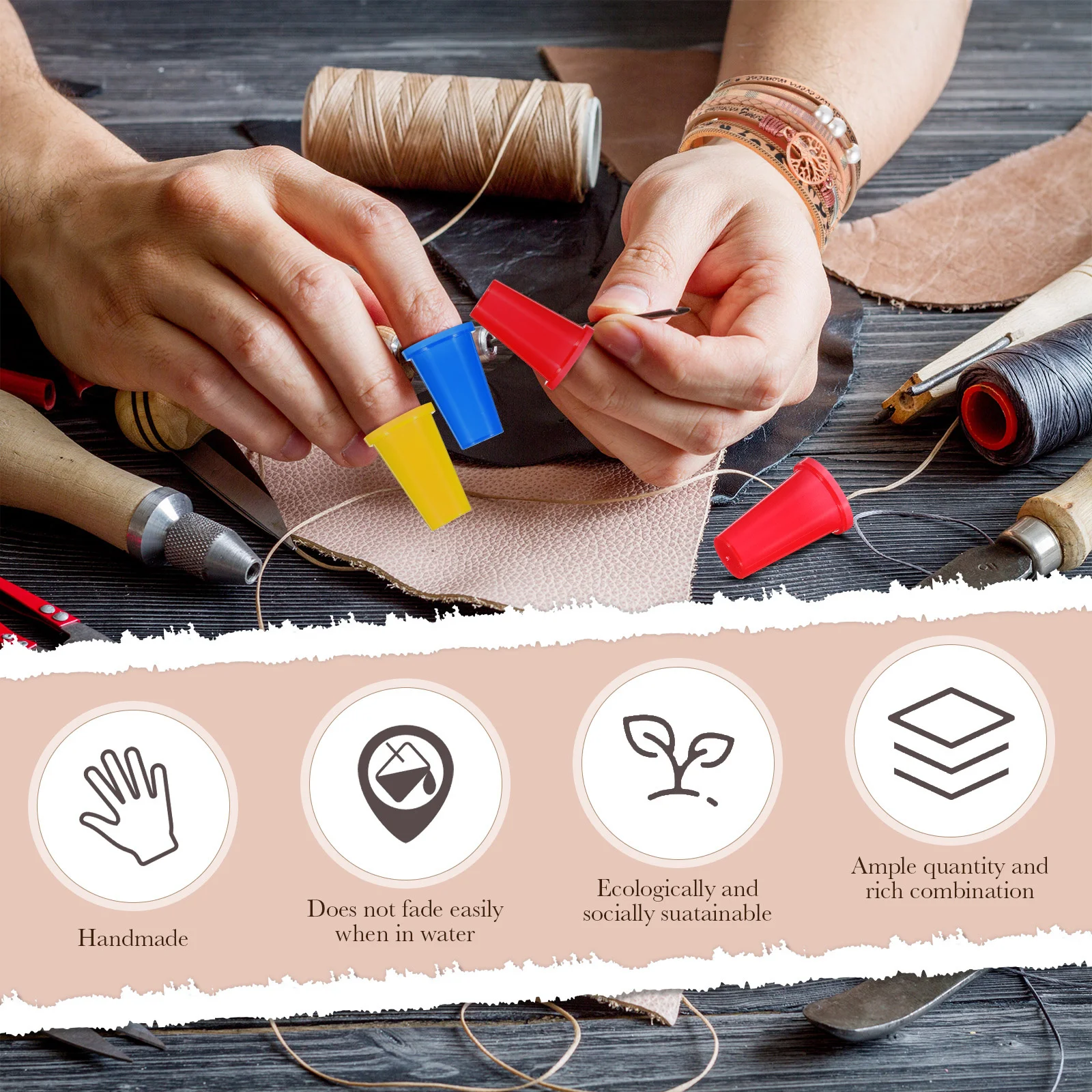 20Pcs Plastic Finger Protectors Colorful Thimble Caps for Needlework Quilting Sewing DIY Craft Tools Finger Protector