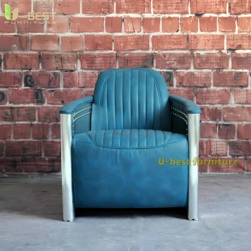 U-best Vintage Aviator Furniture Leather Club Armchair Industrial Loft Tomcat Aviator Chair for Hotel Whisky Cigar Bar Chair