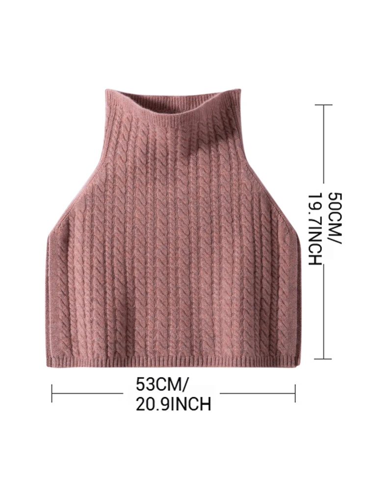 Women Wool Cashmere Short Poncho Turtleneck Cashmere Neck Warmer Shawl Wraps Thick Ribs Knitted Accessories Cape Soft Cappa 2025