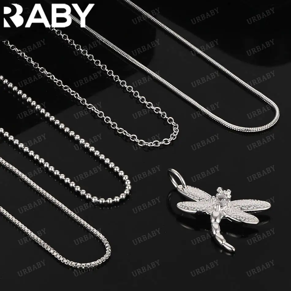 

URBABY 40-75cm 925 Sterling Silver Zircon Dragonfly Pendant Necklace For Women Man Charm Trend Birthday Gifts Fashion Party