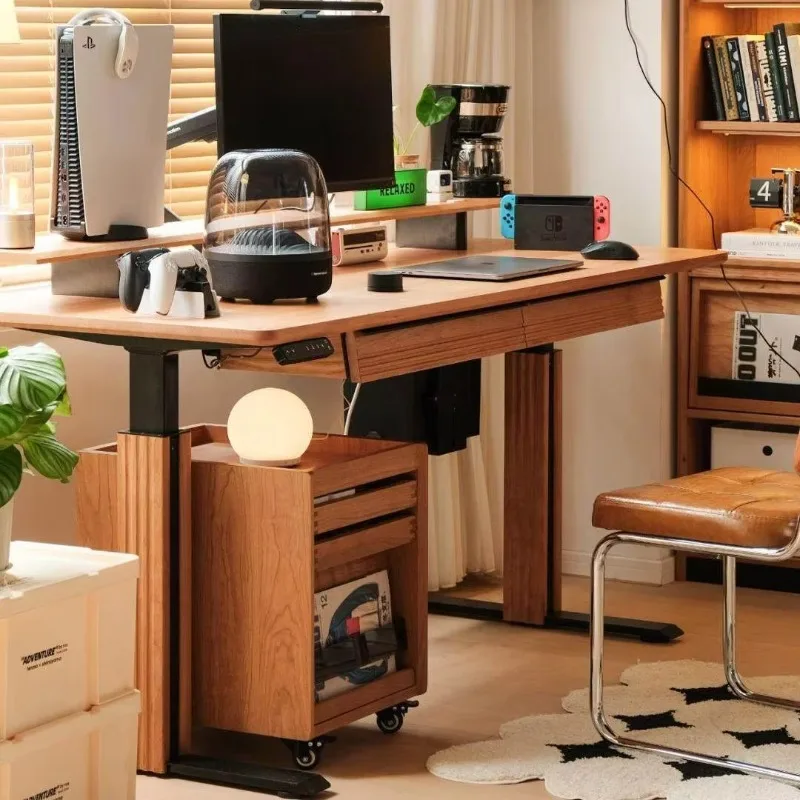 Electric Height Adjustable Rock Slab Solid Wood Computer Study Desk Japanese Cherry Wood Smart Workbench China