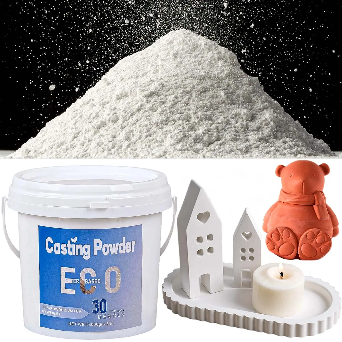 

3KG High Density Gypsum Powder Ceramic Clay Molds Accessories DIY Cement Production Material Handmade Resin Casting Powder