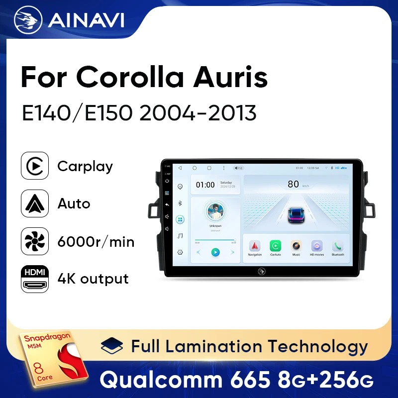 

Ainavi Android 13 Multimedia Player For Toyota Corolla E140/150 Auris 2004-2013 Car Radio Carplay Android Auto Radio 4G Wifi GPS