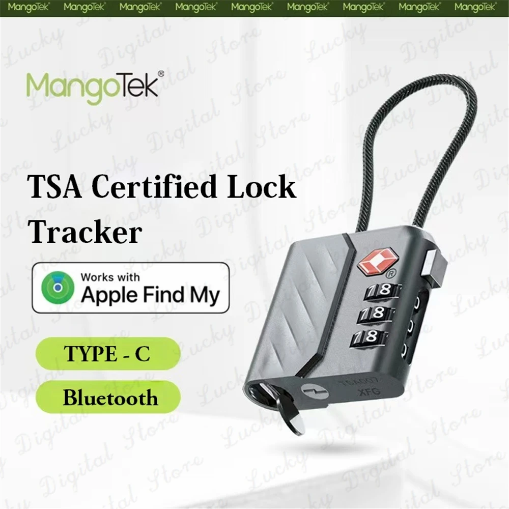 

MangoTek TSA Lock Location Finder Tracking Lock with Rechargeable Battery TSA Certified Tracker Travel Luggage Lock with Locator