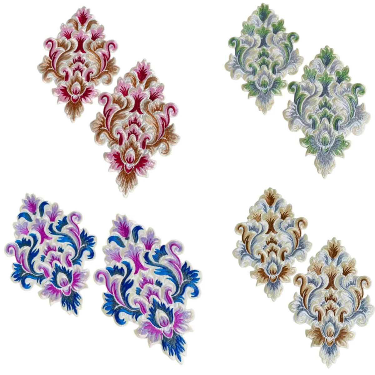 2PCS Ethnic Totem Flame Embroidered Cloth Sticker National Costume Curtains Home Cloth Decoration Applique Chinese