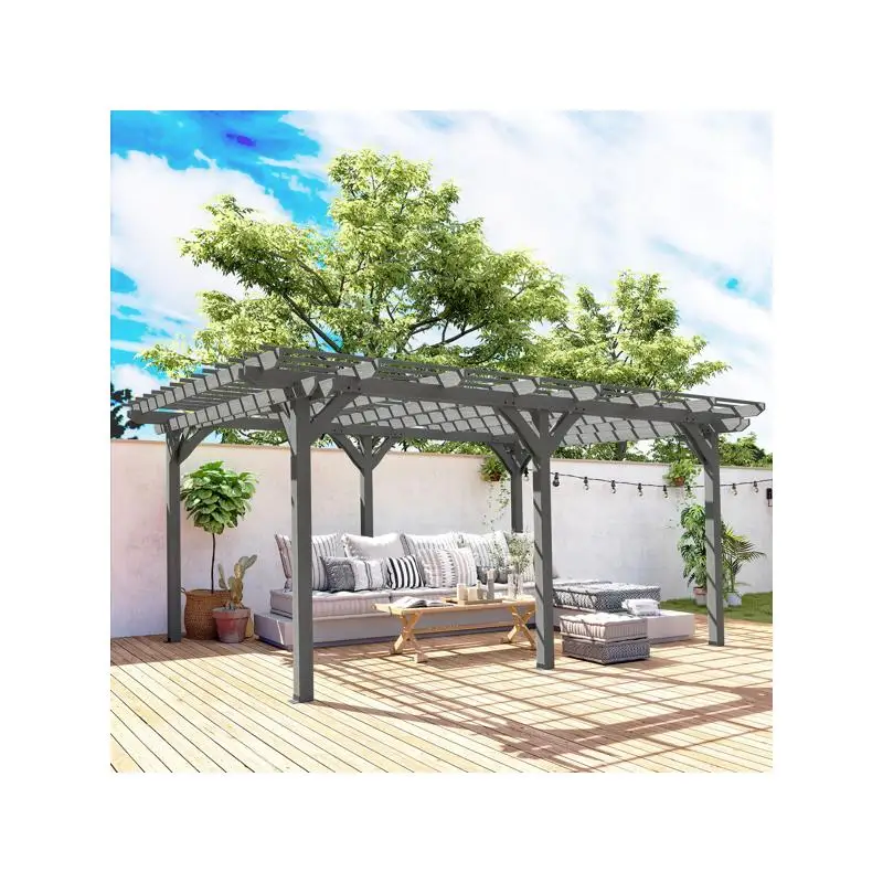 

BBQ Cooking Pergola with Grill Space and Shelving for Outdoor Dining