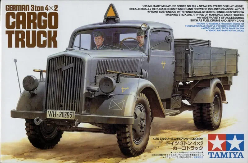 Tamiya 35291 1/35 Scale Model Kit WWII German 3Ton 4x2 Cargo Truck w/2 Figures