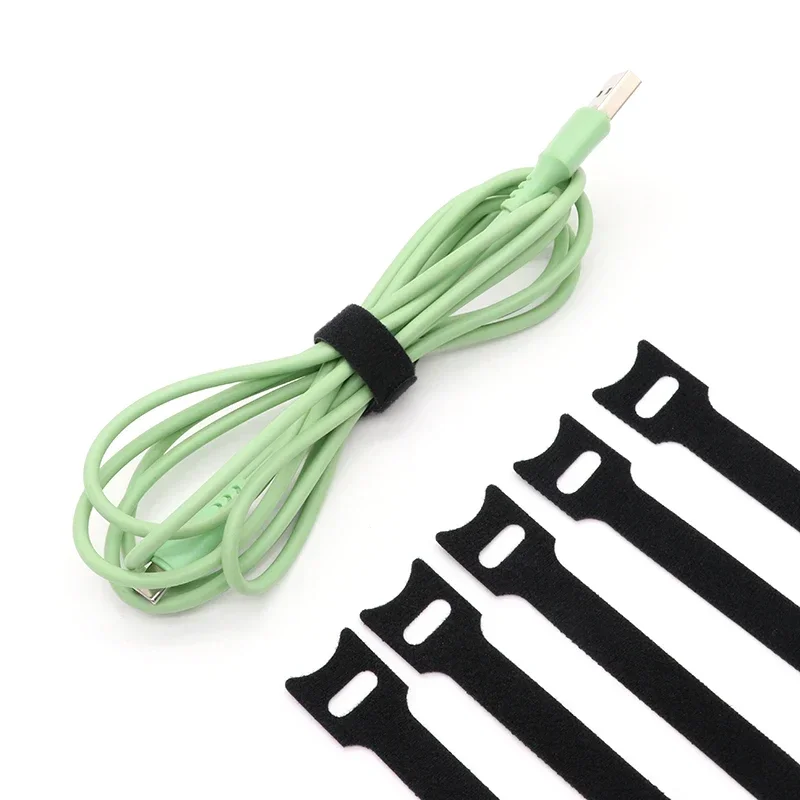 Releasable Cable Ties Wire Organizer Black 15 20 25 30cm Nylon Hook Loop Straps Wrap Zip Bundle Bandage Tie Plastics Fastening