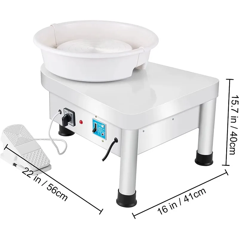 Art Foot Pedal and Detachable Basin 25CM 350W Electric Pottery Wheel Forming Machine for Ceramics Clay Art Craft DIY