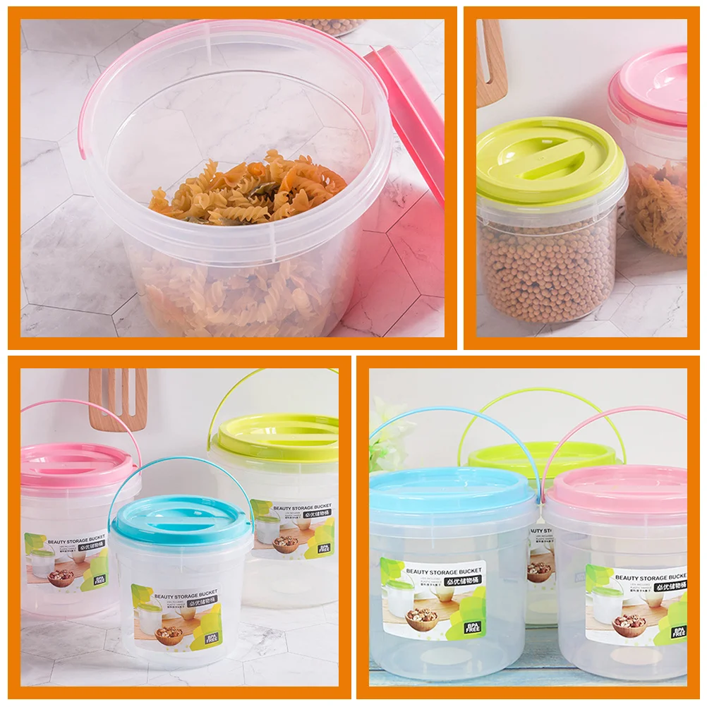 

4000Ml Laundry Powder Bucket Heavy Duty Plastic Storage Container Side Handles Detergent Dry Food Organizer Multipurpose