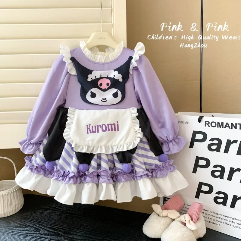 Winter Purple Sanrios New Cute Girl Kuromi Lolita Anime Kawaii Cartoon Sweet Heavy Industry Velvet Princess Dress Birthday Gift