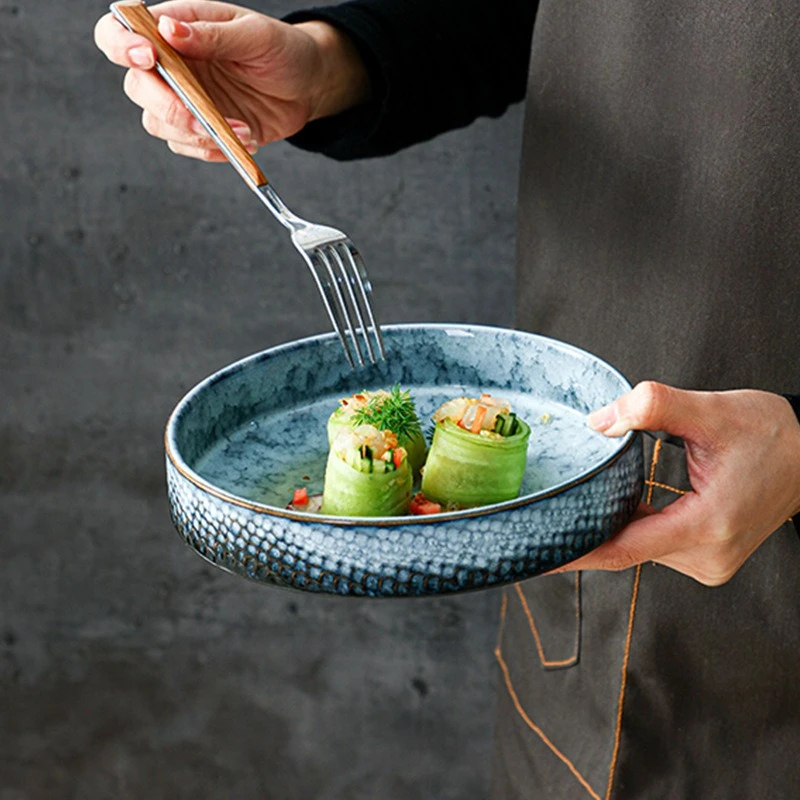 

Винтажный набор керамических мисок, утолщенная анти-горячая миска для супа с лапшой и сотовым дизайном для домашней кухни