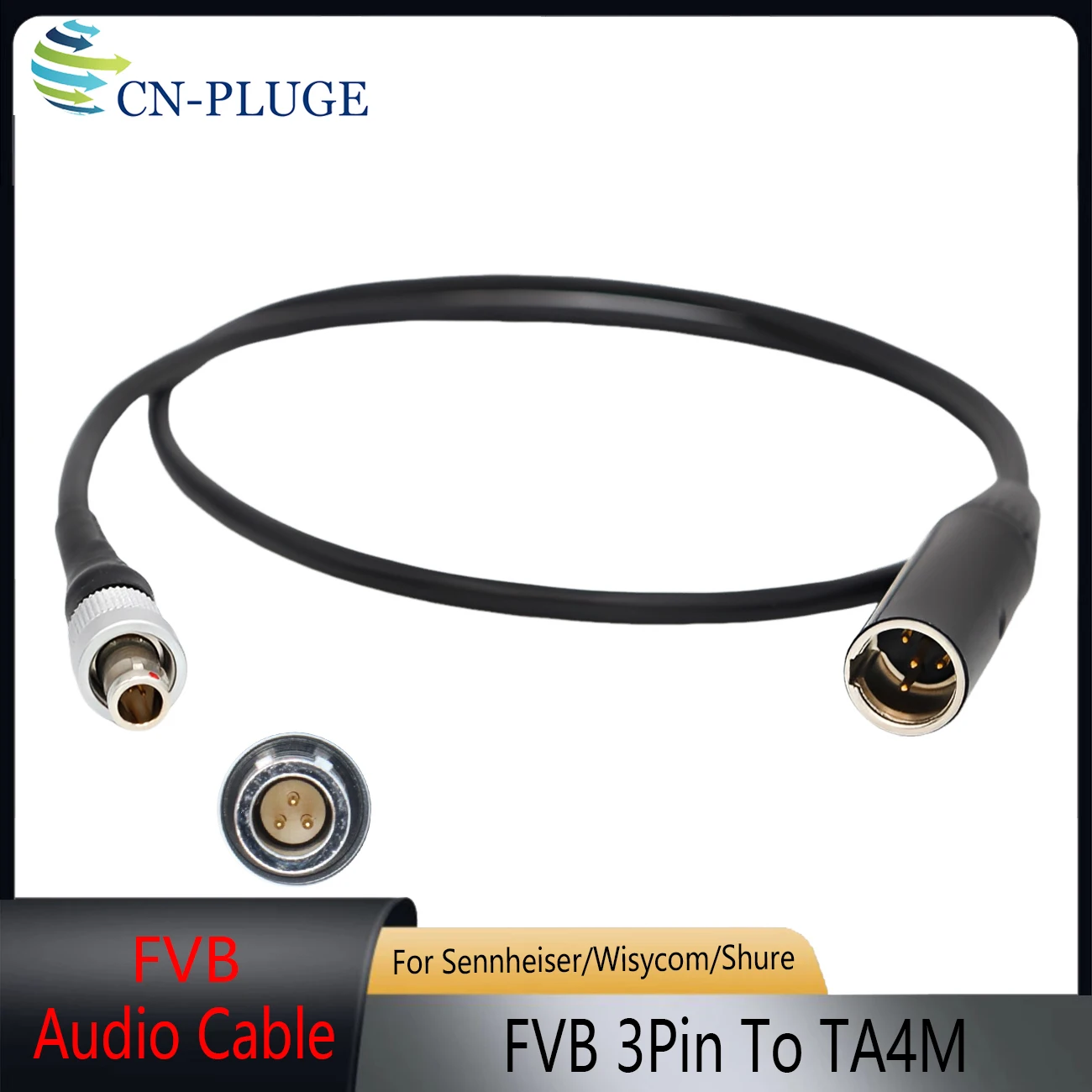 FVB 3Pin to TA4M 4Pin TQG Male Audio Cable for Shure /Sennheiser SK2000/Wisycom MTP40/Zaxcom Wireless Transmitter Lapel Mic Cord