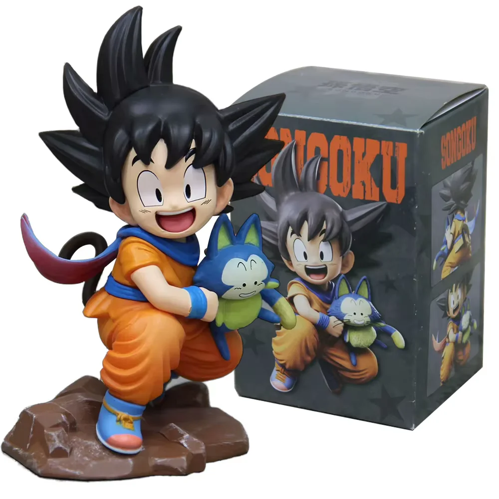 10CM Anime Dragon Ball Z Son Goku Figure Baby Goku Holding Pu Pu Standing Model Toy Gift Collection Decorative Ornaments PVC