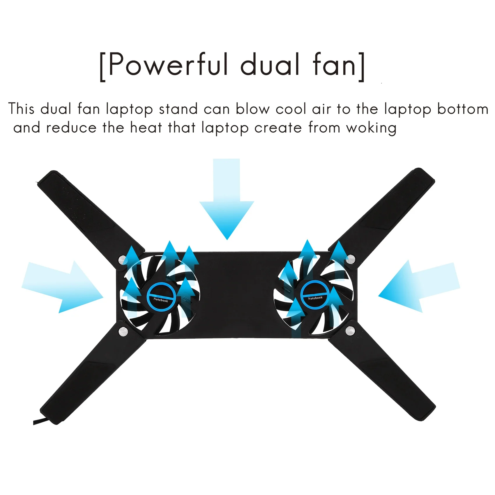【Superdeals】وسادة تبريد للكمبيوتر المحمول، مروحة مزدوجة لتبريد الكمبيوتر المحمول، وسادة تبريد للكمبيوتر المحمول قابلة للطي بمنفذ USB، مروحة كمبيوتر محمول للطلاب والأعمال