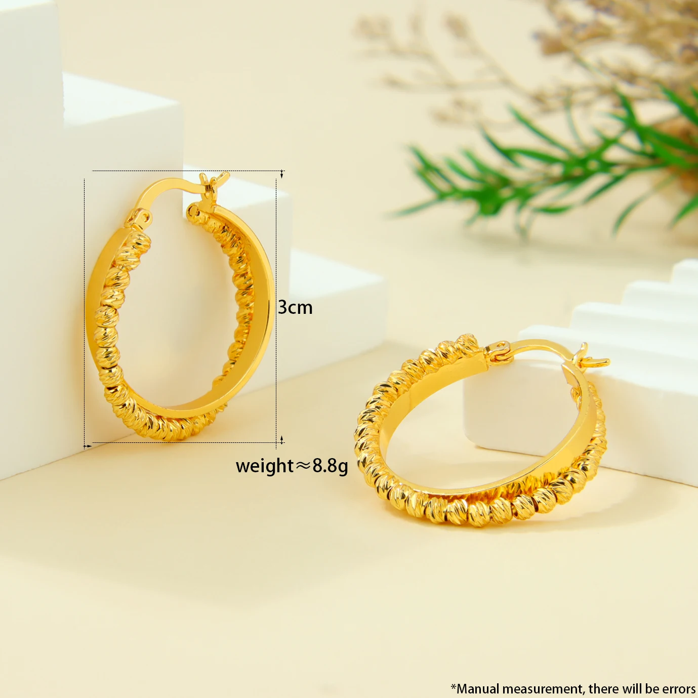Arabische Mode Clip-Ohrringe 21k Vergoldet Dubai Hochwertige Quadratische Perlen Kreisförmige Ohrringe Oman Frauen Hochzeit Party Schmuck – Detail 13