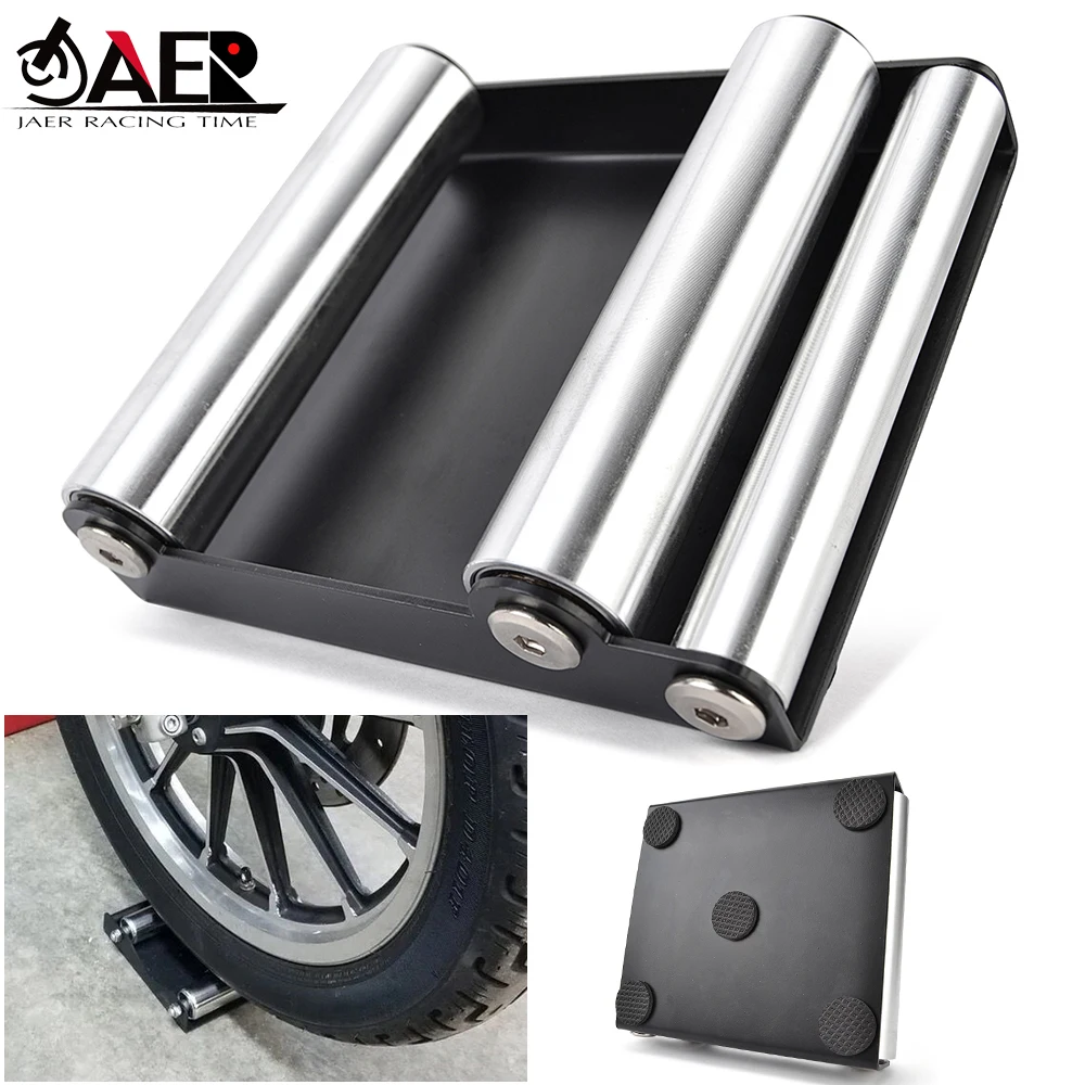 Universal Motorcycle Tire Cleaning Stand Tire Wash Bracket Portable Chain Clean Durable Roller Ramp Lift with Chain Brush
