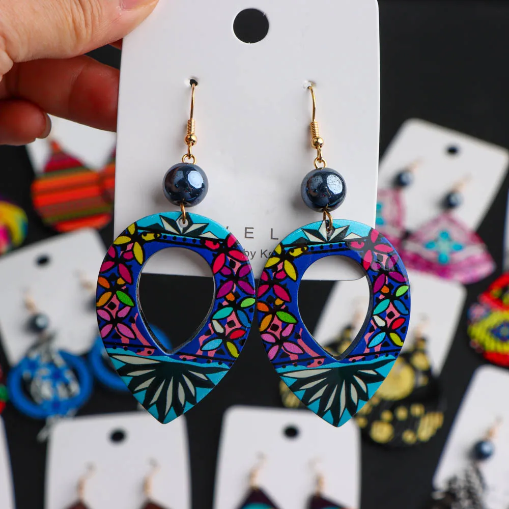 10 زوج/وحدة موضة خمر سحر أنيق رائعة الخرز متعدد الألوان نمط الاكريليك أقراط للنساء مجوهرات يومية هدية حفلة #6