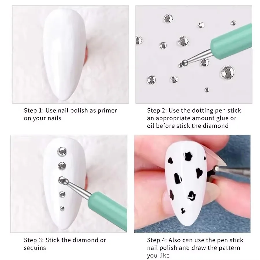 5pcs/Set Double-ended Silicone Head Carving Dotting Pen Brush Modeling Dotting Nail Art Pottery Clay Tool DIY Sculpting Tools