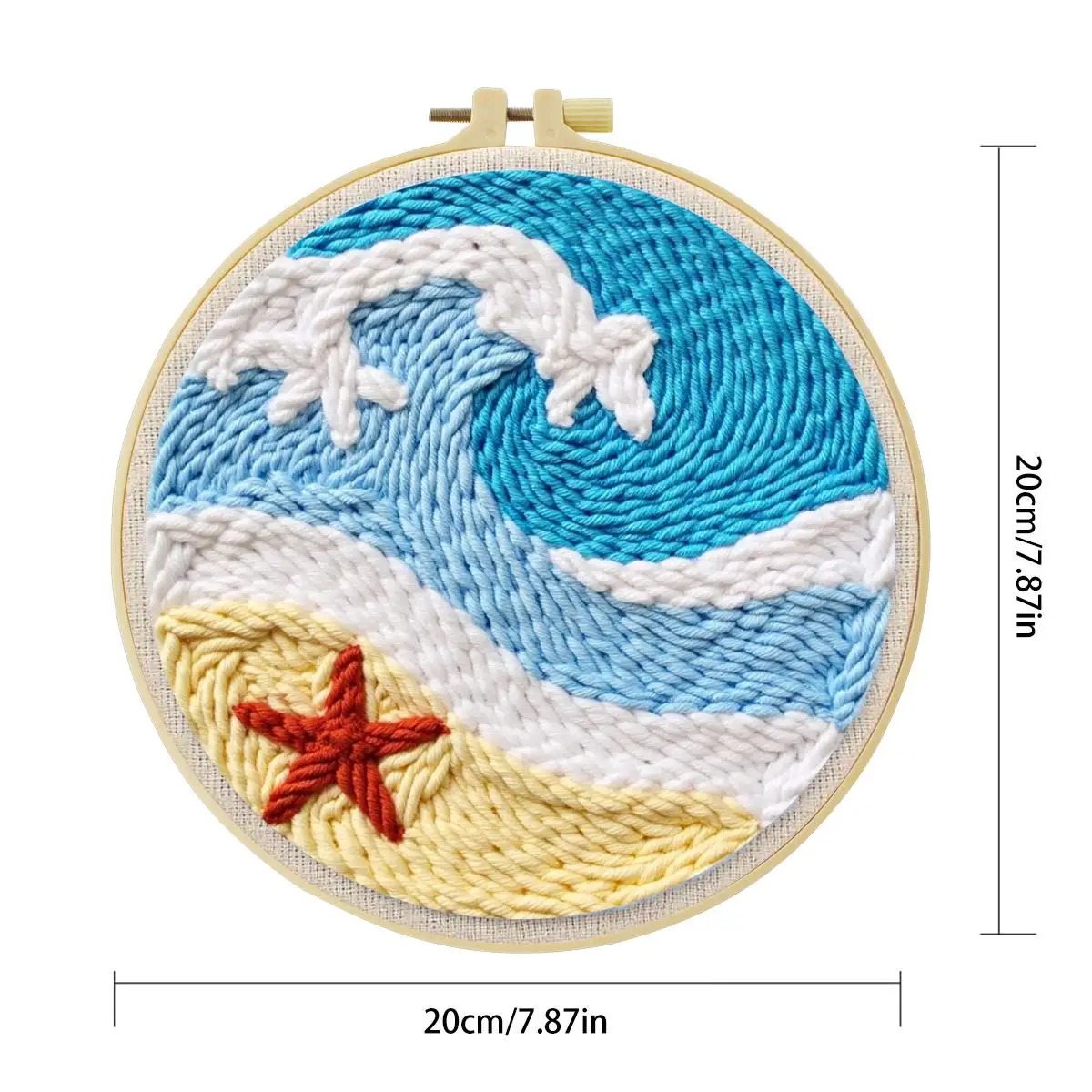 20X20CM/7,87 Zoll Wellen-Sticknadel-Set, Stickerei-Kit, gestrickte Stickerei, DIY, handgemachtes Geschenk, Heimdekoration – Detail 4