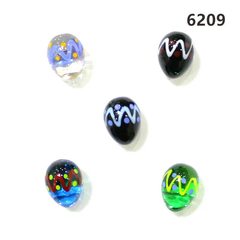 5PCS Custom Cute Murano Glass Easter Egg Shape Ornaments Colorful Rare Mini Oval Marbles Ball For Holiday Party Home Table Decor