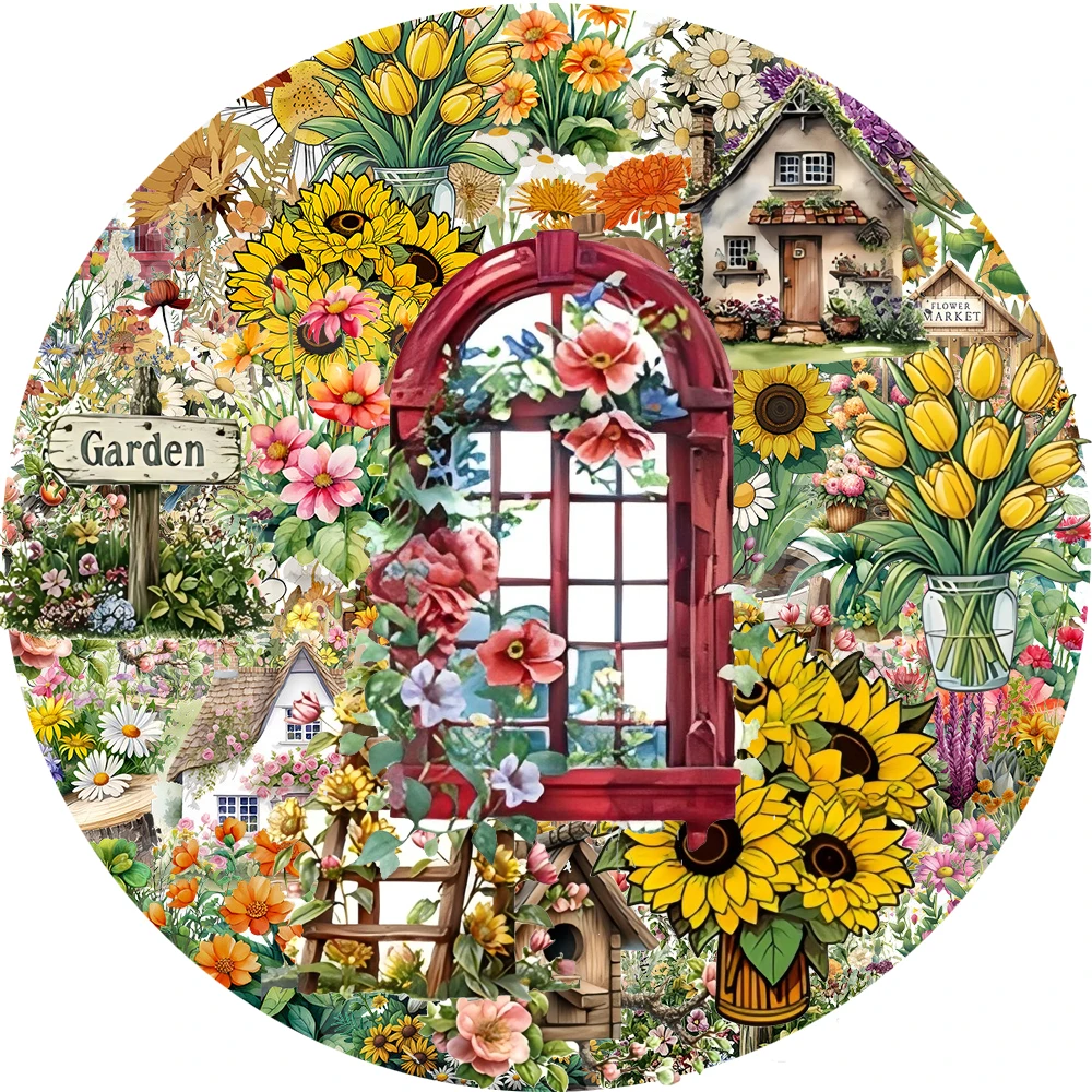 10/30/50 pezzi adesivi segreti per casa da giardino piante naturali fiori paesaggio decalcomanie adesivi decorativi retrò artistici regali