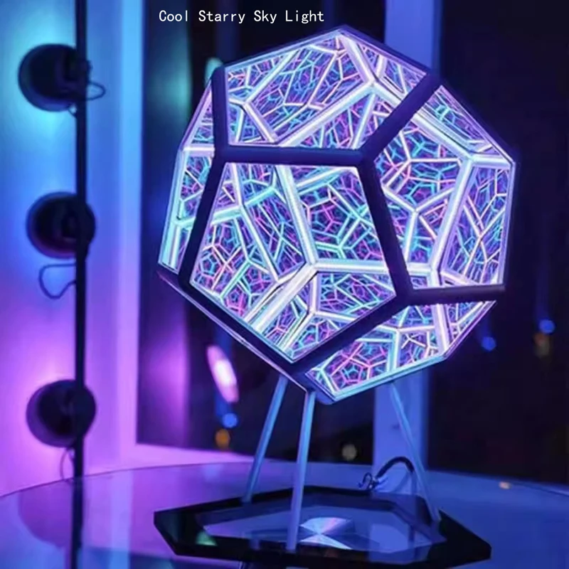 Lámpara de cielo estrellado creativa y fresca, lámpara de noche pequeña Dodecahedral, lámpara de arte de Color para el hogar, lámpara de ambiente de luz de cubo