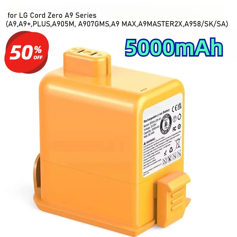 

5000mAh Battery for LG Cord Zero A9 Series (A9,A9+,PLUS,A905M, A907GMS,A9 MAX,A9MASTER2X, A958/SK/SA) EAC63758601 EAC63382208