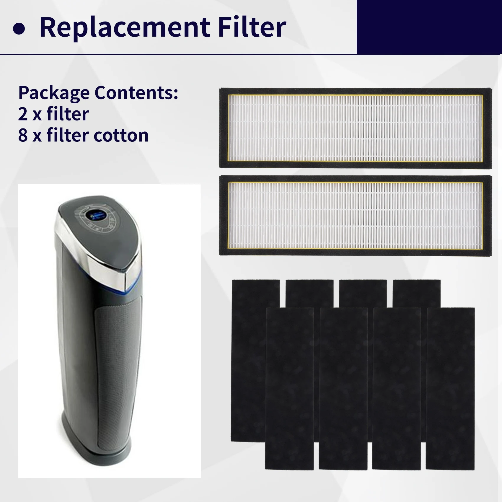 feelfeel FLT4825 Replacement Filter for Germ Guardian Air Purifier, for AC4825 AC4850, 2 True HEPA + 8 Carbon Filters