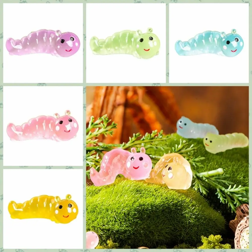 

Cute Resin Caterpillar Figurines Luminous Decorative Miniature Caterpillar Simulation Mini Caterpillar Ornament Micro Landscape