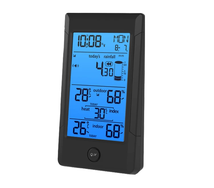 indoor and outdoor thermometer hygrometer weather station moon phase time calendar color display