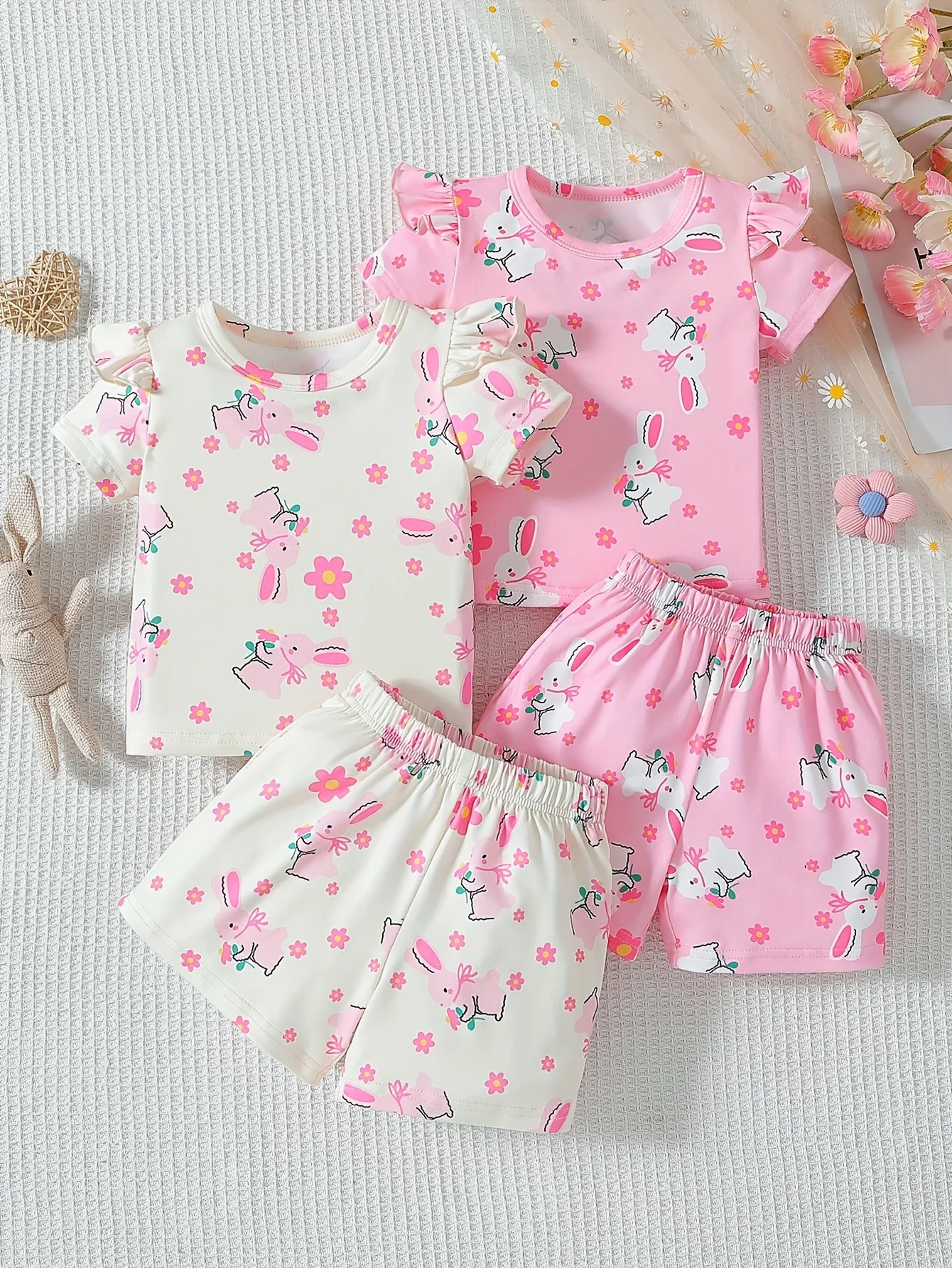 

Baby Girl Rabbit Print 2-Pack Set: Must-Have for Cute Babies, Baby Girl Outfit, Valentine's Day Gift, Baby Girl Birthday Gift