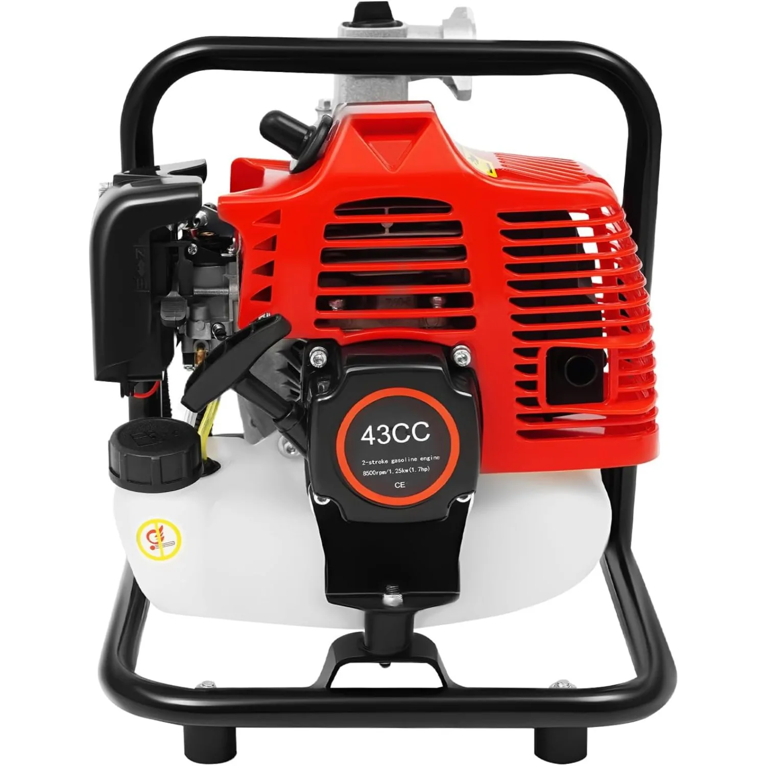 Pompe à eau 43cc à moteur essence, 135 l/min, pompe d'aspiration auto-amorçante, pompe d'alimentation en eau 1,25 kW, pompe à eau à moteur 2 temps