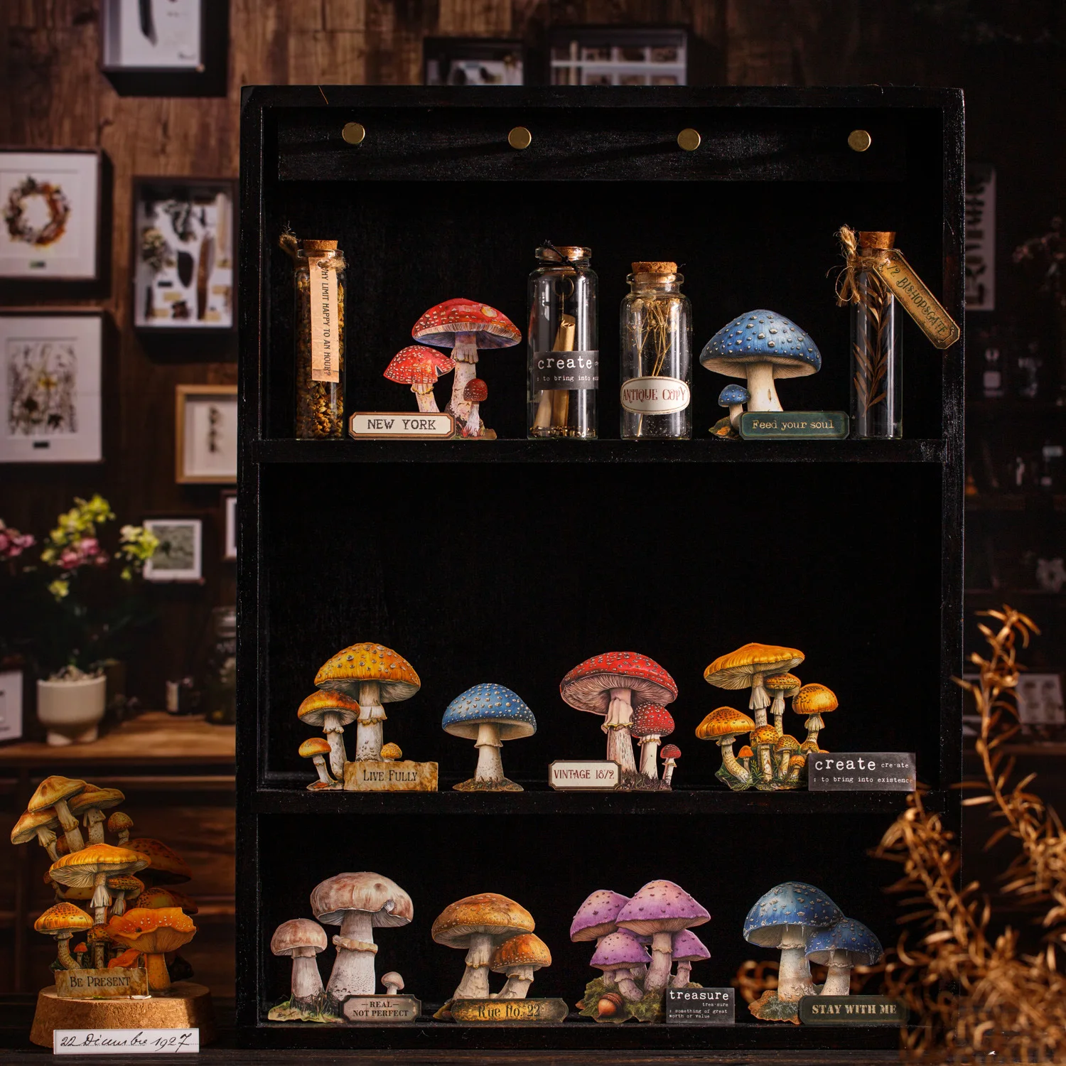 25pcs/1lot Kawaii Scrapbook Sticker Mushroom Specimen Collection Journaling Scrapbooking Supplies Planner Decorative Stationery