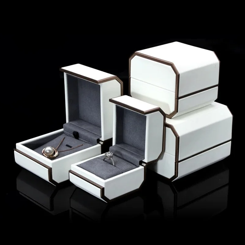 PU Leather Jewelry Box Ring Necklace Pendant Bracelet Bangle Storage Case Wedding Engagement Proposal Gift Packaging Box