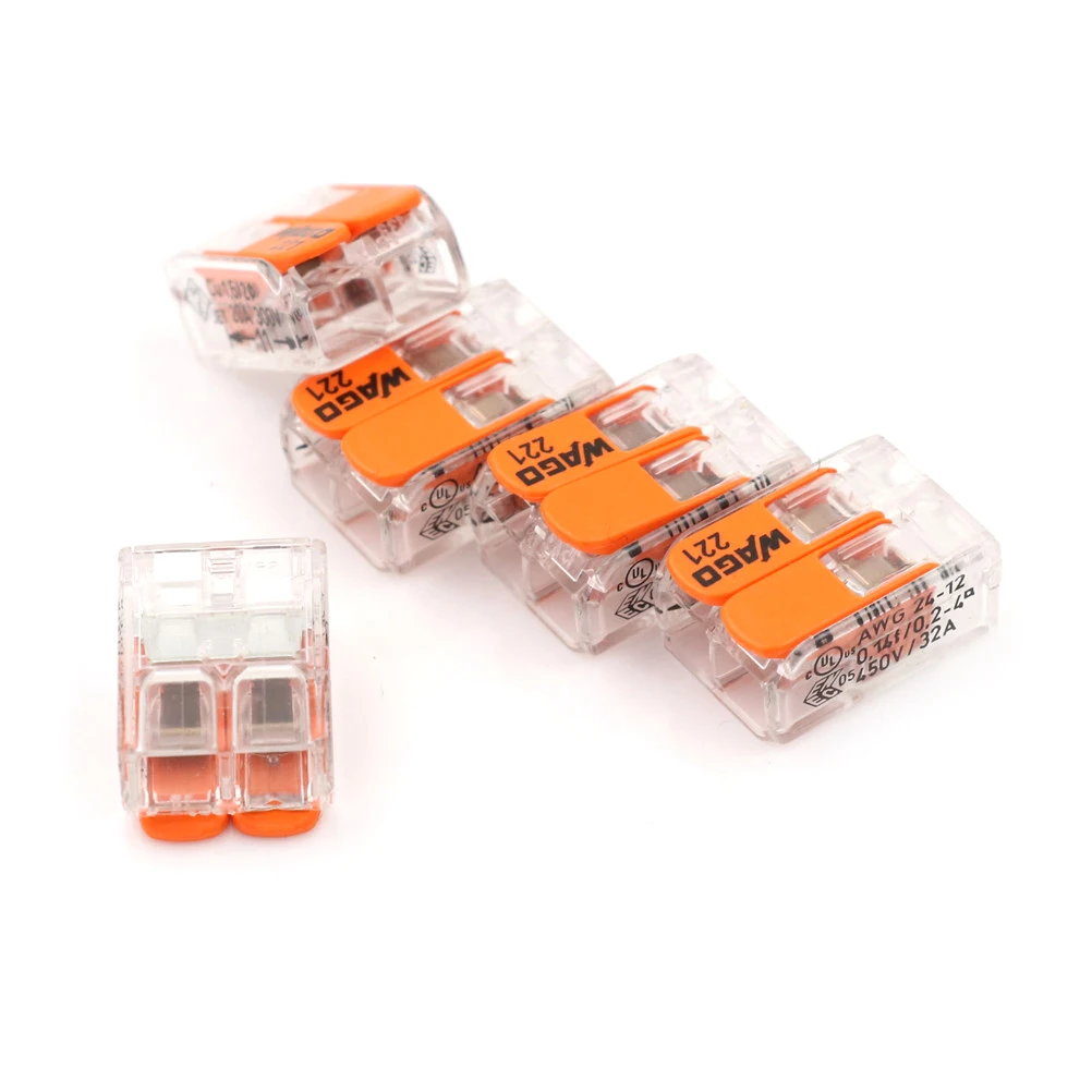 Wago 221-412 LEVER-NUTS 2 Condutor Conector Compacto 10 PK Fio De Cobre Junção Conector Terminal De Fio Reutilizável