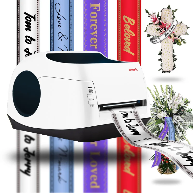 N-mark Digital funeral ribbon foil printer print machinery for funeral ribbon satin ribbon printing machine