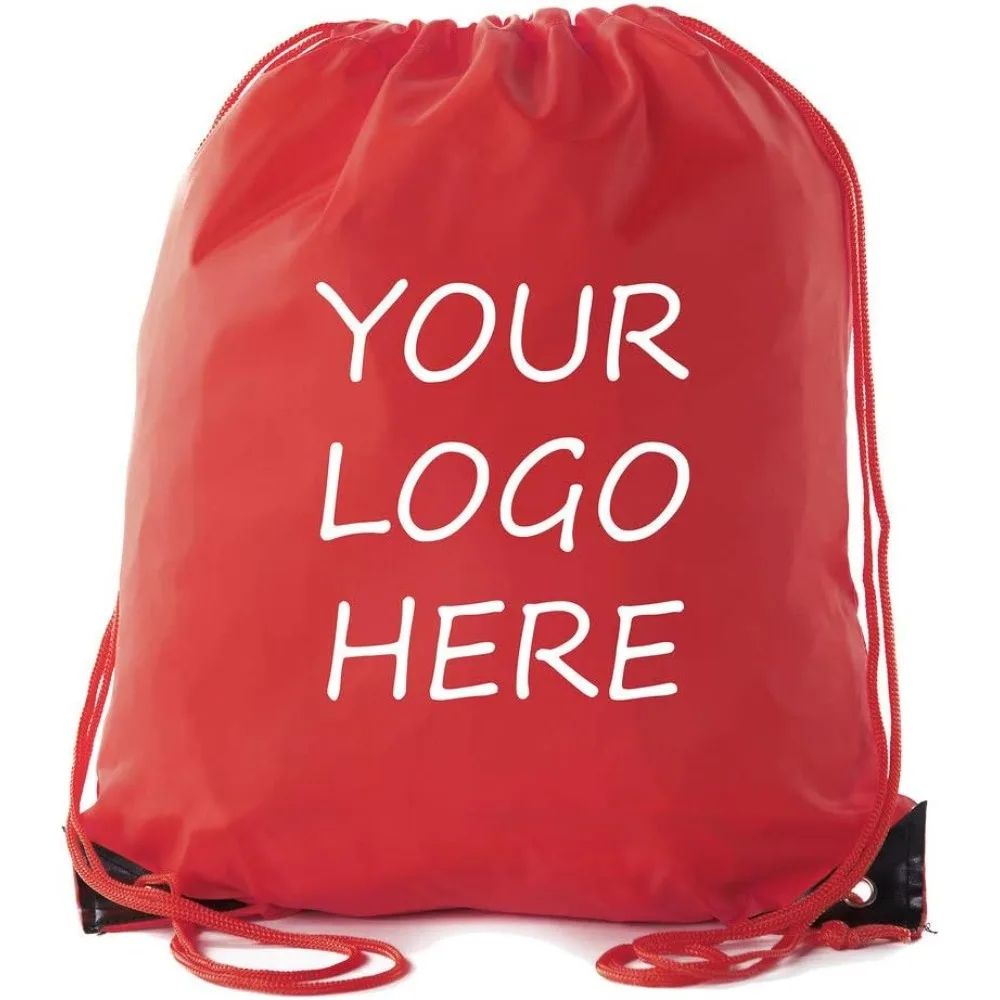 

Custom Logo Drawstring Backstring Bags 100 Packs Promotional Backpacks Bulk Red