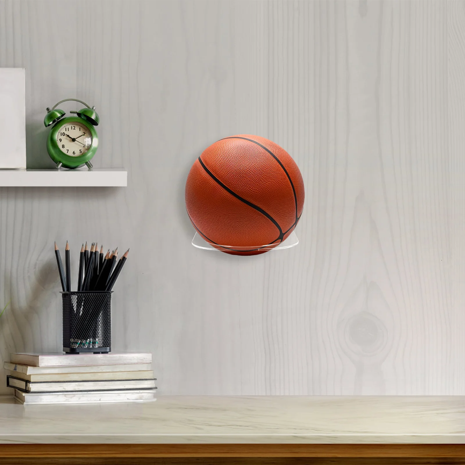 

2Sets Basketball Display Rack Acrylic Wall Mount Sports Ball Stand Durable Multi-Function Holder Basketball Holder