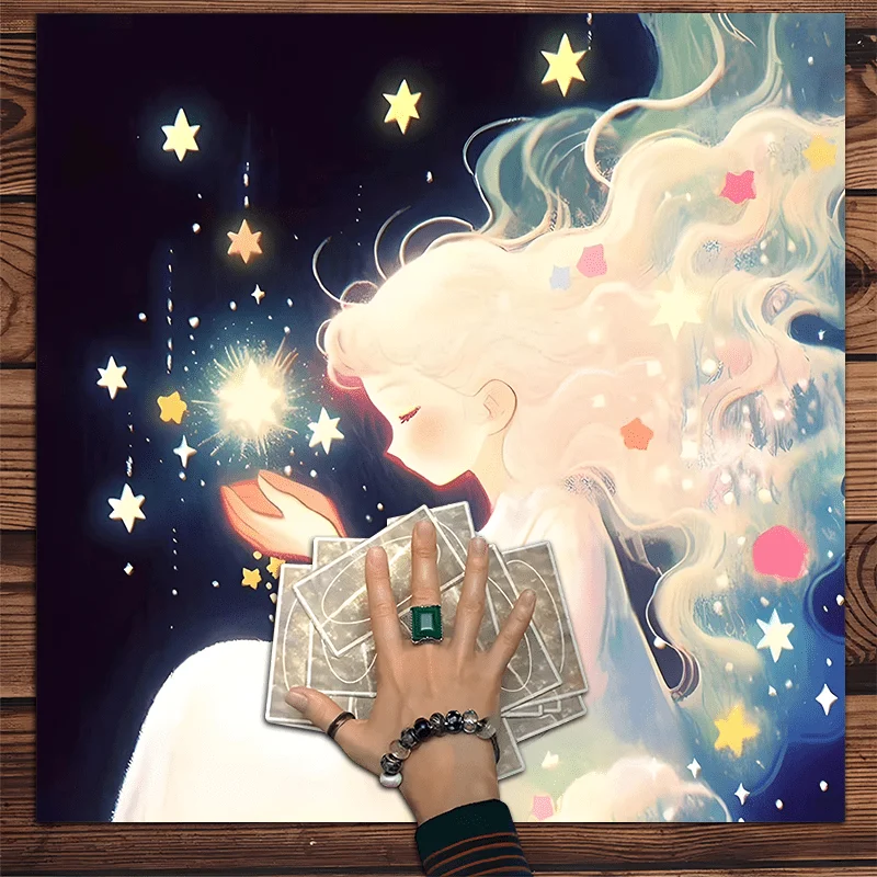 

Скатерть «Звездное сияние» с мистическим небесным узором для ритуалов, настольных игр и декора кофейного столика