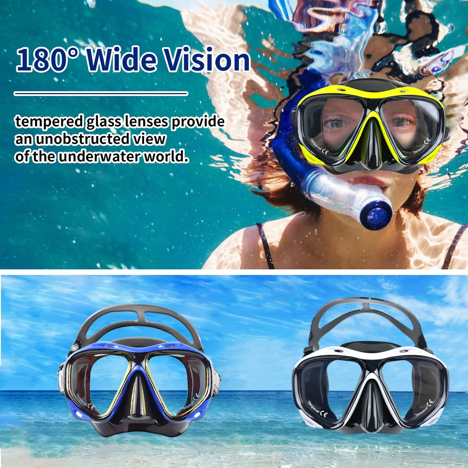 

Professional Diving Scuba Mask HD large frame fashion adult silicone swimming equipment Seal Tempered Glass Goggles Men Women