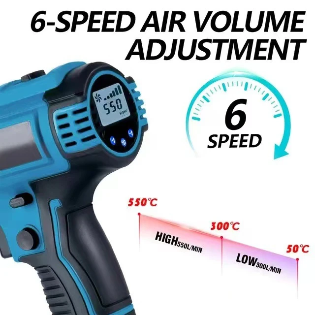 18Vhot Air Gun Lithium Battery Digital Display Temperature Control Small Plastic Charging Welding Gun High Power Bare Metal Rate