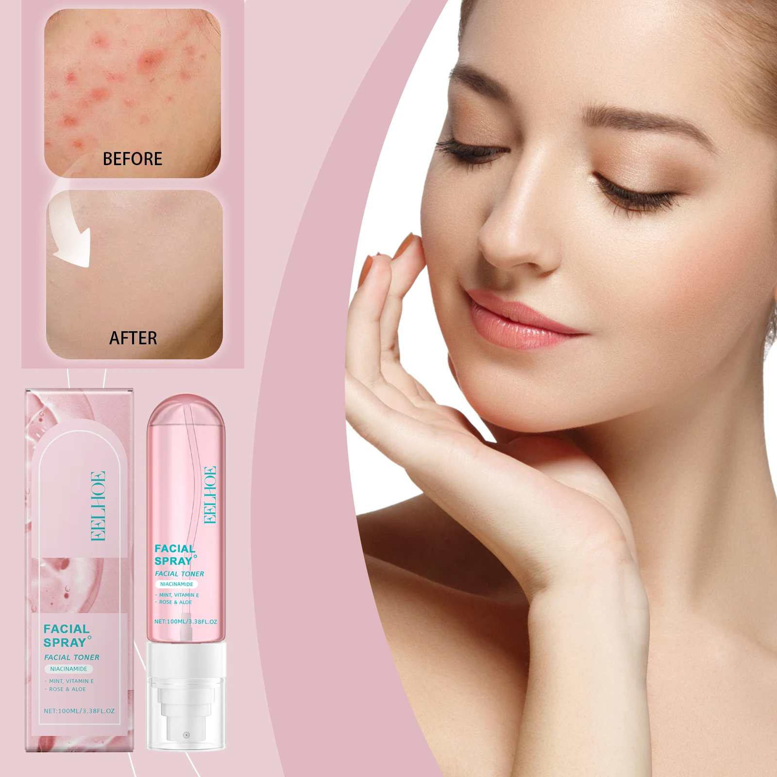 „Spray i tonik do twarzy z witaminą E – nawilżająca mgiełka dla blasku skóry, 100 ml (3,38 fl oz)”