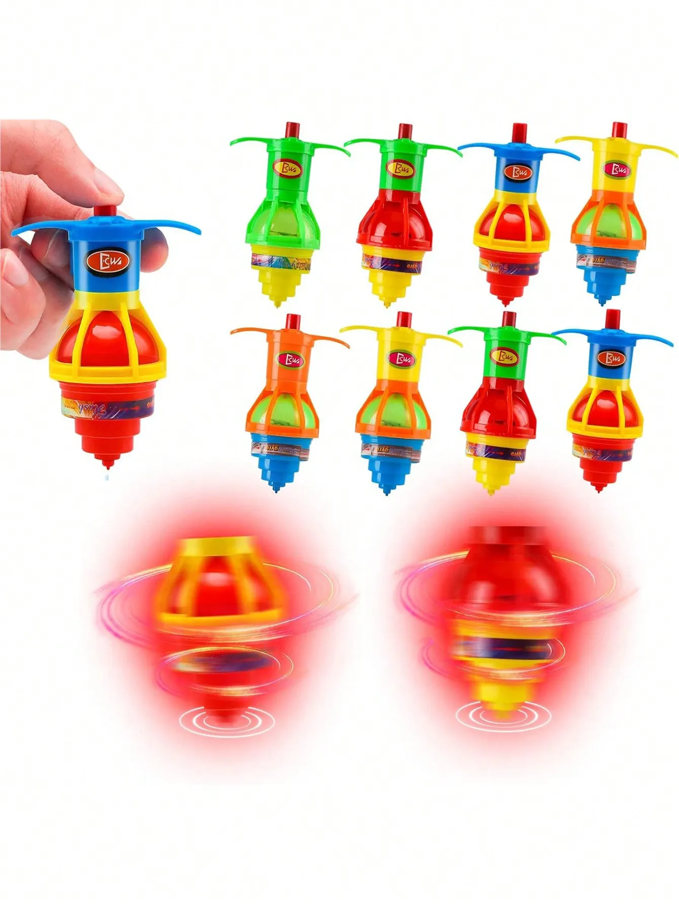 4pcs-Christmas Toys LED Glow Gyro Spin Countertop, LED Blinking Spin Toys,Plastic LED Peg-top Toy, Funny Random Toy For Kids  Pa