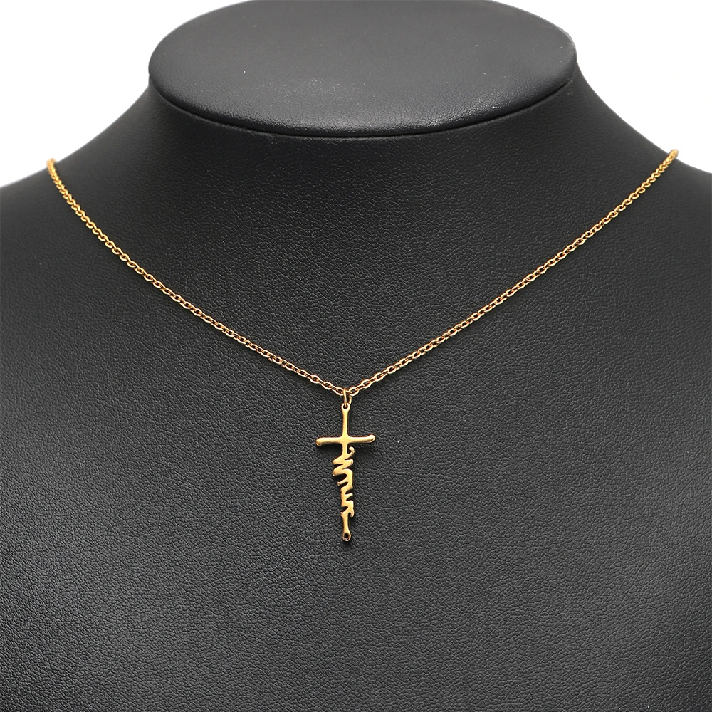 5 Stück Edelstahl-Kreuzanhänger mit Buchstaben, Muttertags-Charms für DIY-Schmuckherstellung, Halsketten-Verbindungsstücke, Armband-Zubehör – Detail 3