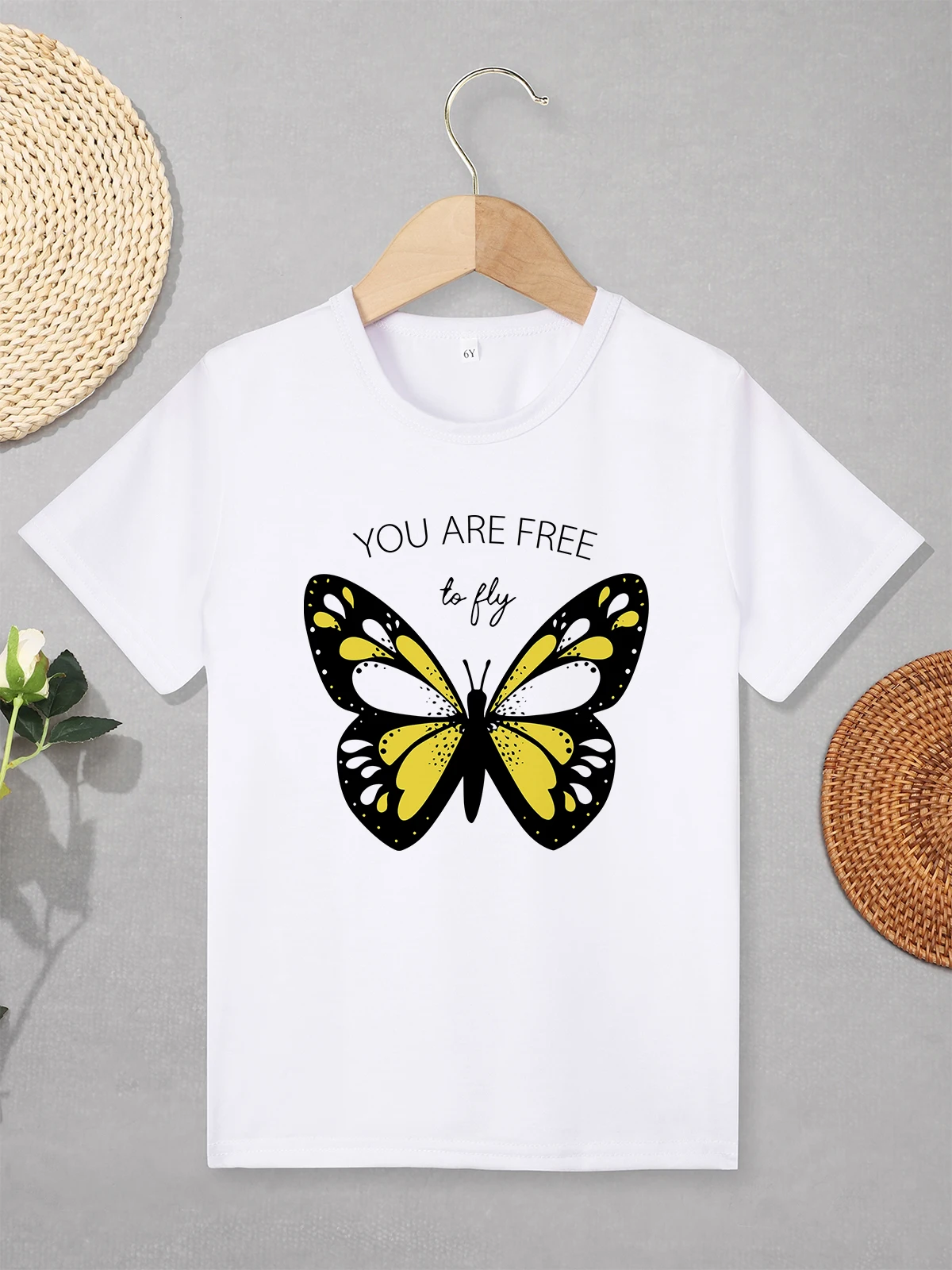 

Pretty Butterflies Aesthetic Girl Clothes 3 to 7 Years Short Sleeve Streetwear Outdoor Casual Spring Summer T Shirt for Children