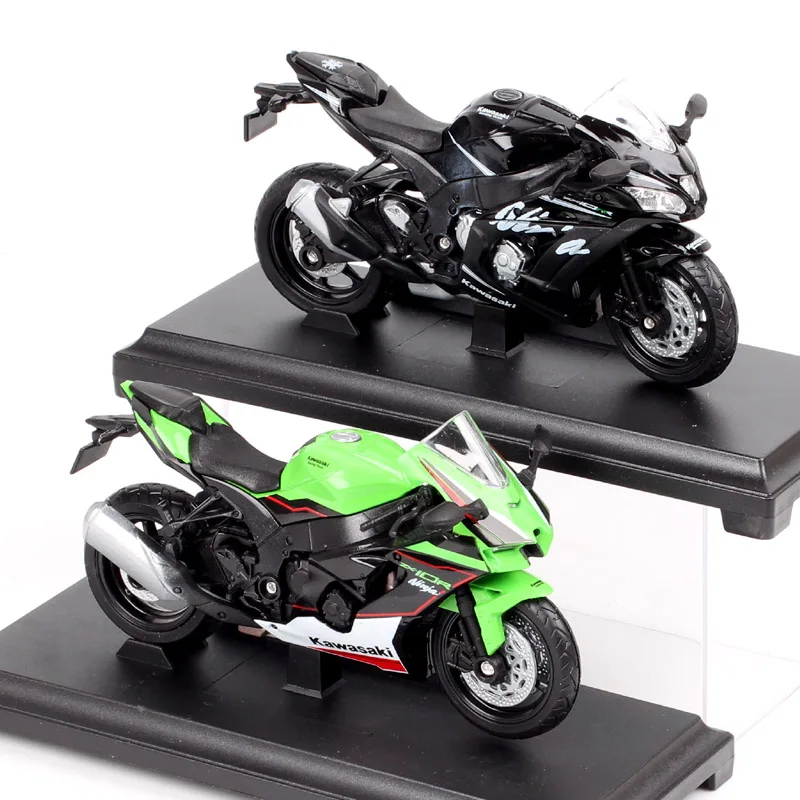 Welly 1/18 Scale Kawasaki 2021 Kawasaki Ninja ZX-10R ZX10R 2017 ZX10-RR ZX10RR Race Motorcycle Model Diecast Bike Toy Vehicles