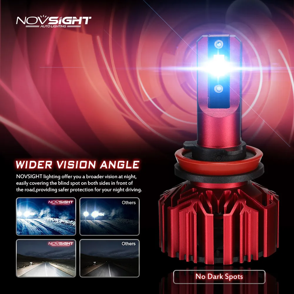 NOVSIGHT A500 N11 H4 LED Headlight For Car H7 LED H11 9005 9006 6000K 10000LM 60W 9-36V LED Auto Headlamp High Brightness Bulbs