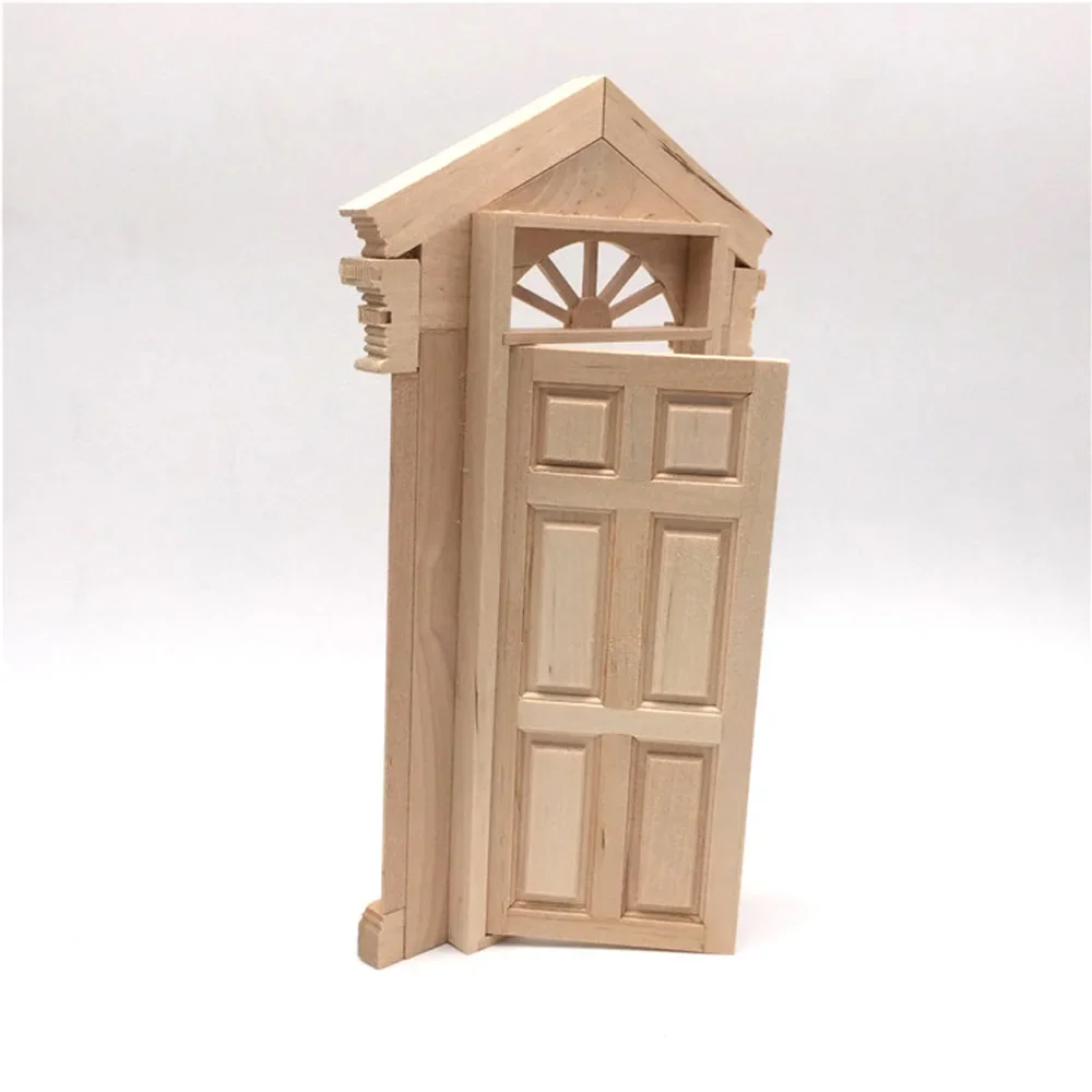 1/12 Poppenhuis Miniatuur Accessoires Mini Houten Zon Deur Simulatie 6 rooster Deur Model Speelgoed voor Poppenhuis Decoratie